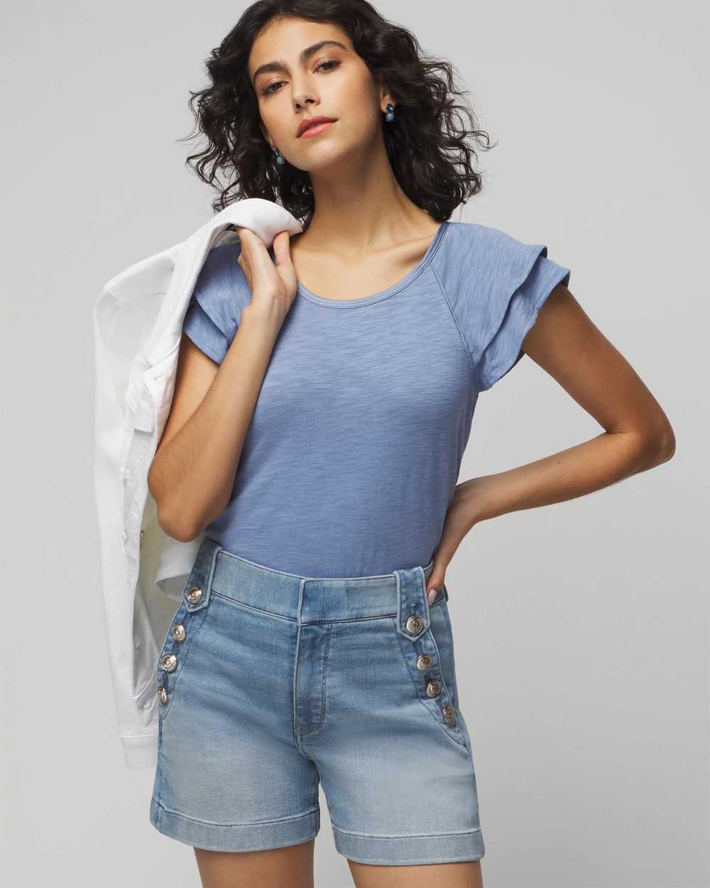 White house black store market denim shorts